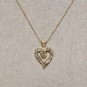 Vintage 10k Yellow Gold & Diamond Heart Pendant Necklace IGRB w/ 10k Chain 1.72g